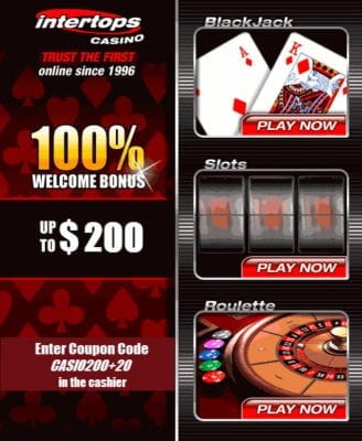 intertops 20 free spins plus $200 match bonus